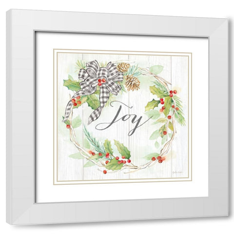 Holiday Gingham Wreath II White Modern Wood Framed Art Print with Double Matting by Coulter, Cynthia