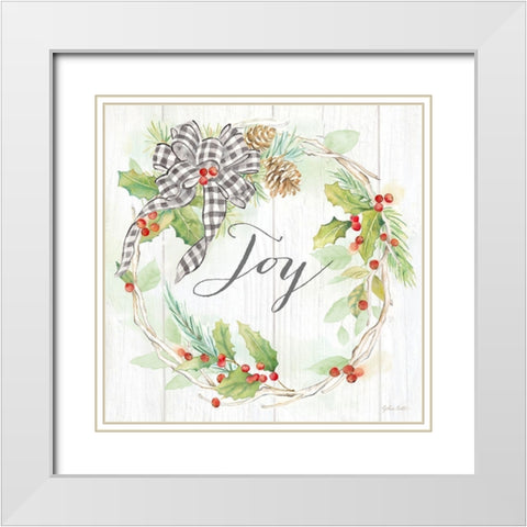 Holiday Gingham Wreath II White Modern Wood Framed Art Print with Double Matting by Coulter, Cynthia