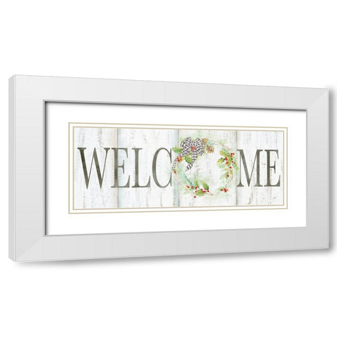 Holiday Gingham Wreath panel II White Modern Wood Framed Art Print with Double Matting by Coulter, Cynthia