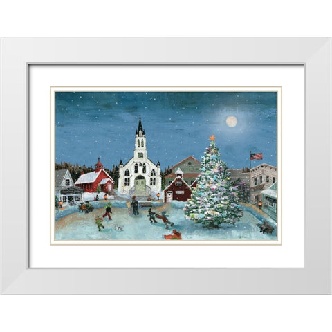 Christmas Scene-Moon White Modern Wood Framed Art Print with Double Matting by Cusson, Marie Elaine