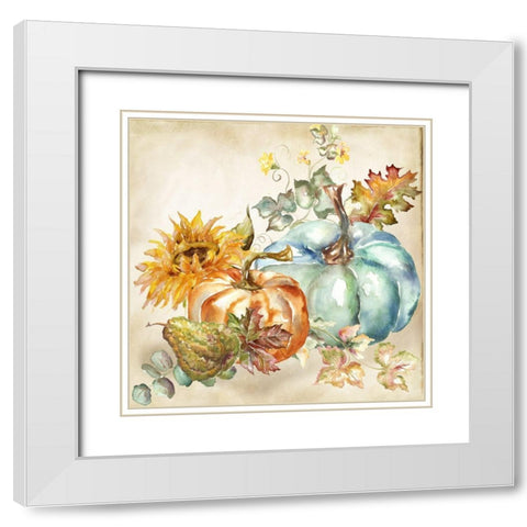 Watercolor Harvest Pumpkin IV White Modern Wood Framed Art Print with Double Matting by Tre Sorelle Studios