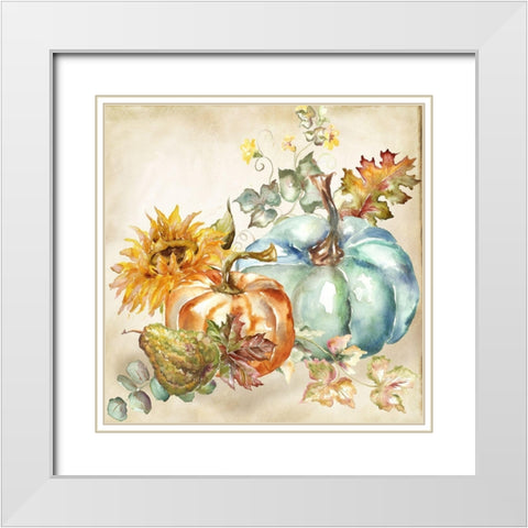 Watercolor Harvest Pumpkin IV White Modern Wood Framed Art Print with Double Matting by Tre Sorelle Studios