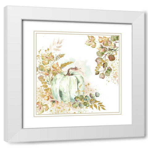 Ghost Pumpkin Harvest square White Modern Wood Framed Art Print with Double Matting by Tre Sorelle Studios