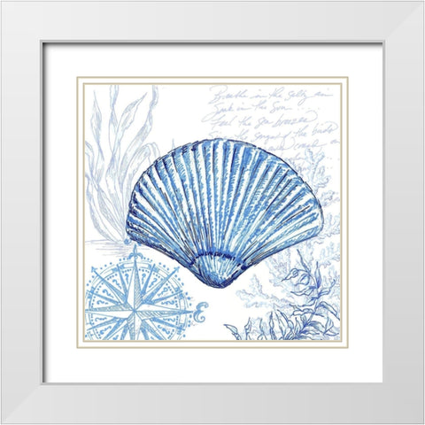 Coastal Sketchbook-Clam Shell  White Modern Wood Framed Art Print with Double Matting by Tre Sorelle Studios