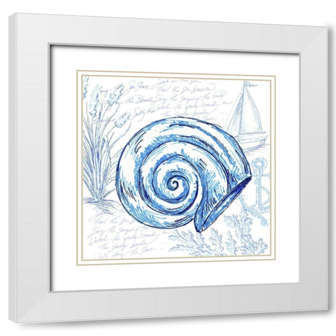 Coastal Sketchbook-Nautilus  White Modern Wood Framed Art Print with Double Matting by Tre Sorelle Studios