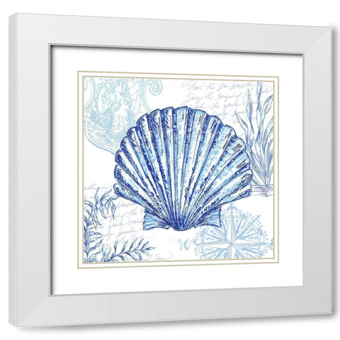 Coastal Sketchbook-Scallop  White Modern Wood Framed Art Print with Double Matting by Tre Sorelle Studios