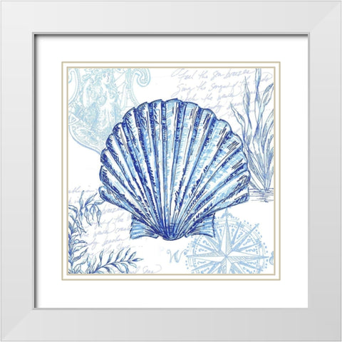 Coastal Sketchbook-Scallop  White Modern Wood Framed Art Print with Double Matting by Tre Sorelle Studios