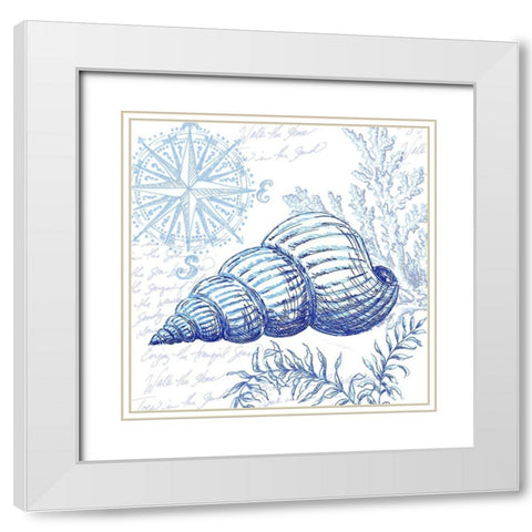 Coastal Sketchbook-Sea Shell  White Modern Wood Framed Art Print with Double Matting by Tre Sorelle Studios