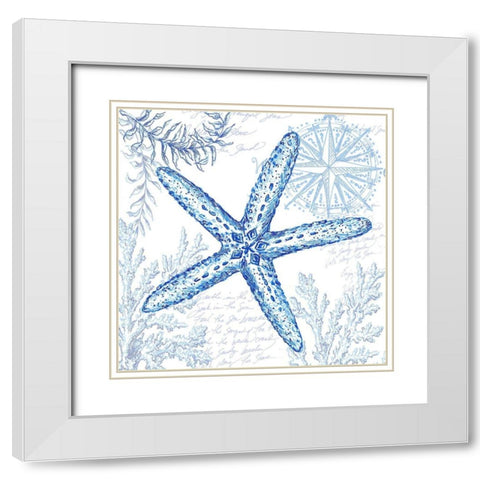 Coastal Sketchbook-Starfish  White Modern Wood Framed Art Print with Double Matting by Tre Sorelle Studios