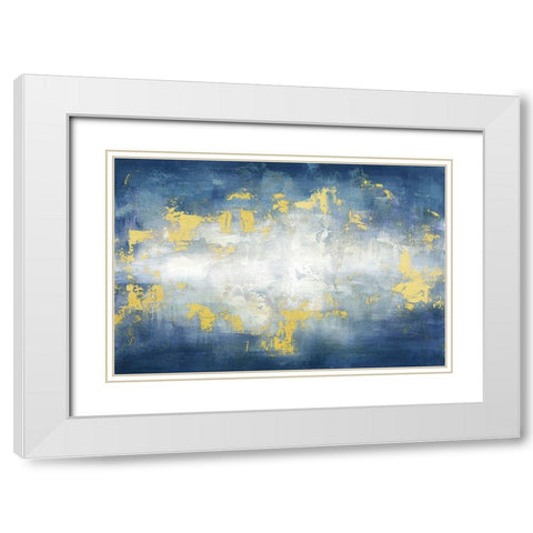 Sunrise Abstract Blue Landscape White Modern Wood Framed Art Print with Double Matting by Tre Sorelle Studios