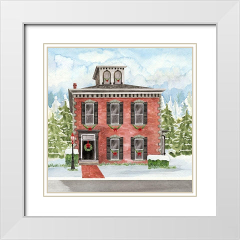 Christmas Village V White Modern Wood Framed Art Print with Double Matting by Reed, Tara