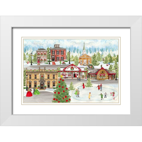 Christmas Village landscape White Modern Wood Framed Art Print with Double Matting by Reed, Tara