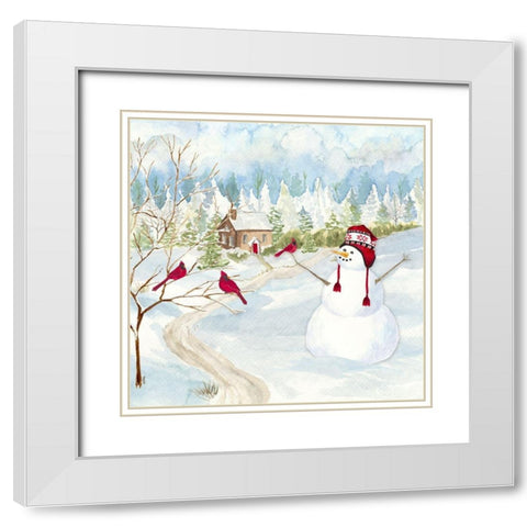 Snowman Christmas I White Modern Wood Framed Art Print with Double Matting by Reed, Tara
