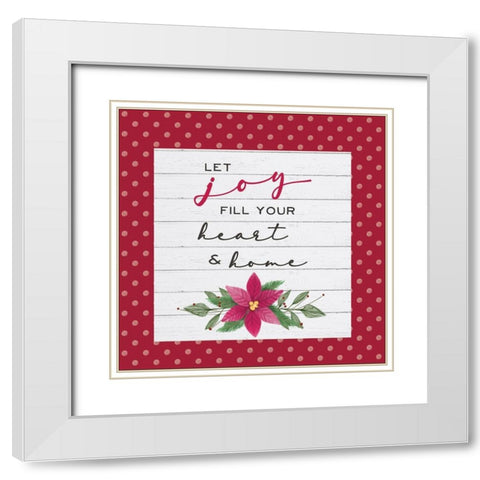 Cozy Christmas Dots II-Poinsettia White Modern Wood Framed Art Print with Double Matting by Hartworks