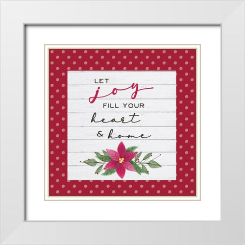 Cozy Christmas Dots II-Poinsettia White Modern Wood Framed Art Print with Double Matting by Hartworks