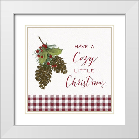 Cozy Christmas Gingham I White Modern Wood Framed Art Print with Double Matting by Hartworks