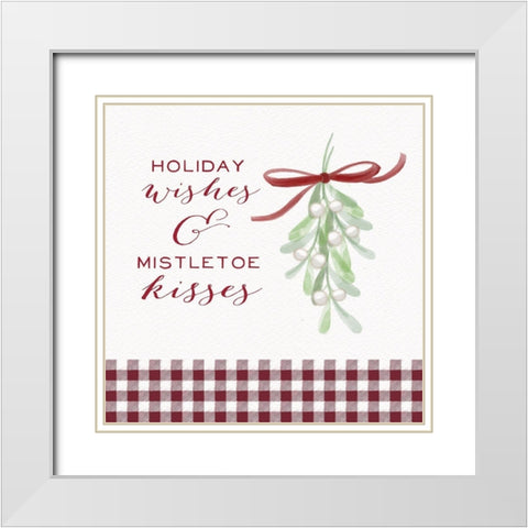 Cozy Christmas Gingham II White Modern Wood Framed Art Print with Double Matting by Hartworks