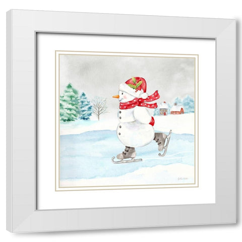 Let it Snow Blue Snowman V White Modern Wood Framed Art Print with Double Matting by Coulter, Cynthia