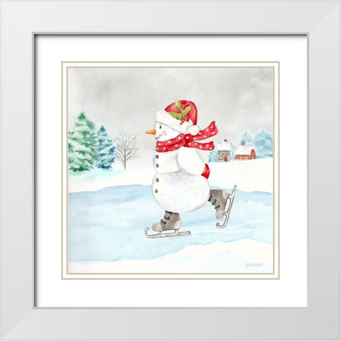 Let it Snow Blue Snowman V White Modern Wood Framed Art Print with Double Matting by Coulter, Cynthia