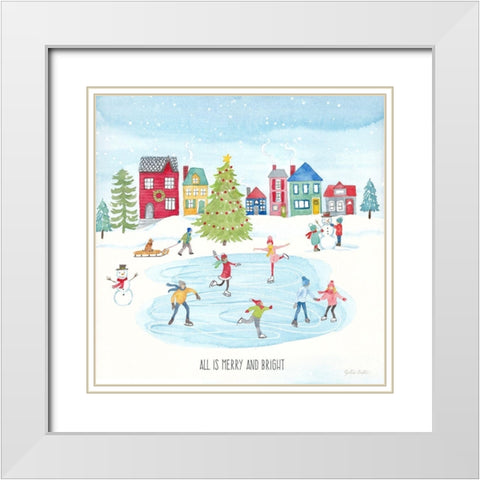 Vintage Holiday Cheer square White Modern Wood Framed Art Print with Double Matting by Coulter, Cynthia
