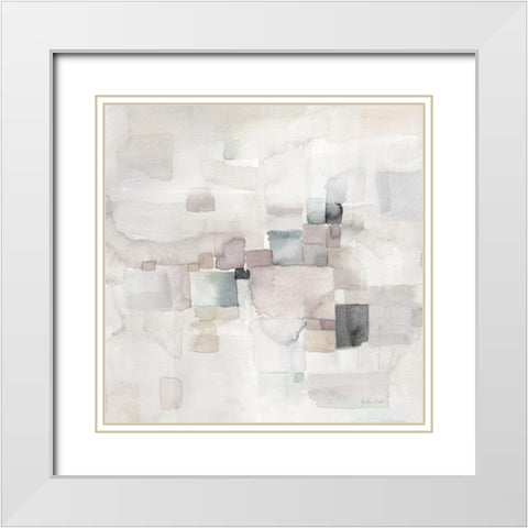 Gray Abstract square II White Modern Wood Framed Art Print with Double Matting by Coulter, Cynthia