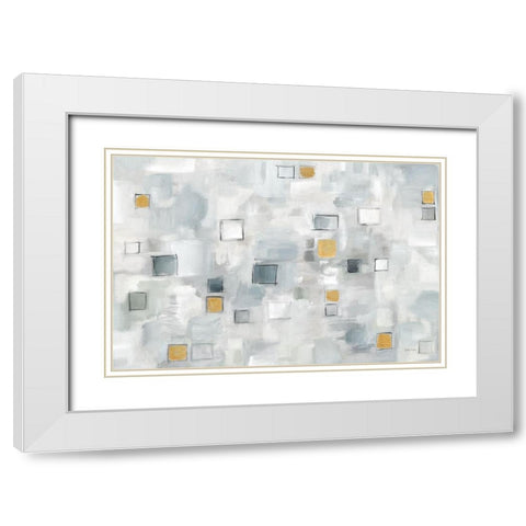 Grid Ensemble Neutral with Gold landscape White Modern Wood Framed Art Print with Double Matting by Coulter, Cynthia