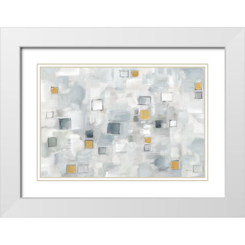 Grid Ensemble Neutral with Gold landscape White Modern Wood Framed Art Print with Double Matting by Coulter, Cynthia