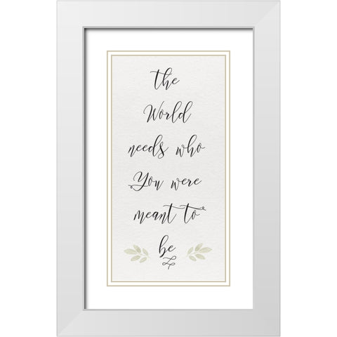 Inspired Life vertical VII-The World White Modern Wood Framed Art Print with Double Matting by Hartworks