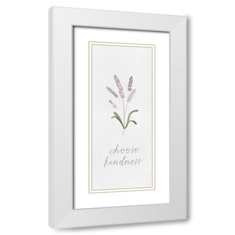 Wildflowers and Sentiment vertical II-Kindness White Modern Wood Framed Art Print with Double Matting by Hartworks