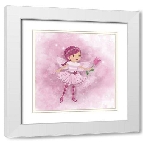Purple Fairy I White Modern Wood Framed Art Print with Double Matting by Hartworks