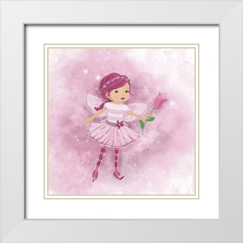 Purple Fairy I White Modern Wood Framed Art Print with Double Matting by Hartworks