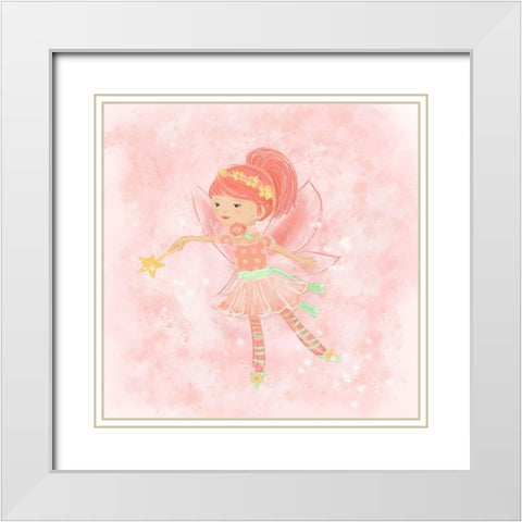 Pink Fairy II White Modern Wood Framed Art Print with Double Matting by Hartworks