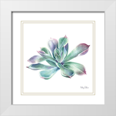 Single Succulents III White Modern Wood Framed Art Print with Double Matting by Wilson, Kelsey