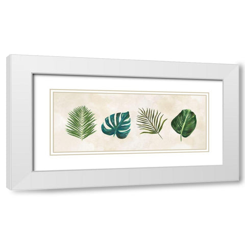 Tropical Leaves panel  White Modern Wood Framed Art Print with Double Matting by Lee C