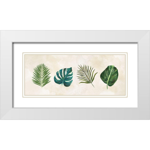 Tropical Leaves panel  White Modern Wood Framed Art Print with Double Matting by Lee C