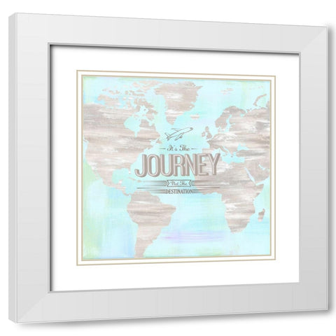 Journey and Explore I White Modern Wood Framed Art Print with Double Matting by Lee C