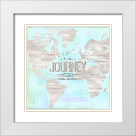 Journey and Explore I White Modern Wood Framed Art Print with Double Matting by Lee C