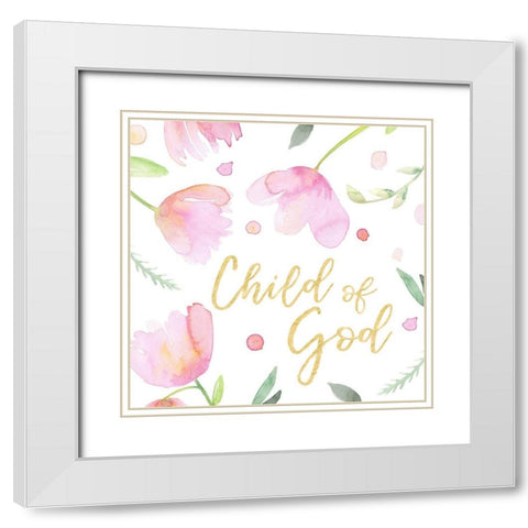 Soft Pink Flowers I-Child of God White Modern Wood Framed Art Print with Double Matting by Noonday Design