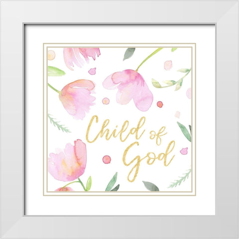 Soft Pink Flowers I-Child of God White Modern Wood Framed Art Print with Double Matting by Noonday Design