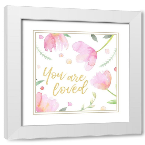 Soft Pink Flowers II-Loved White Modern Wood Framed Art Print with Double Matting by Noonday Design