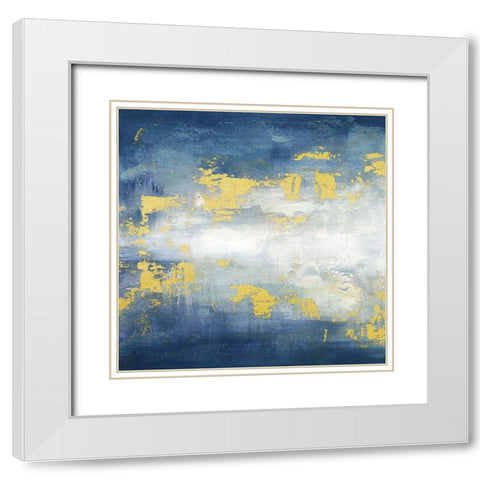 Sunrise Abstract Blue I White Modern Wood Framed Art Print with Double Matting by Tre Sorelle Studios