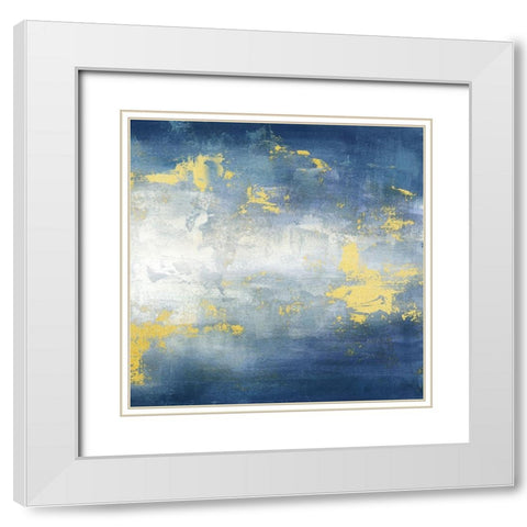 Sunrise Abstract Blue II White Modern Wood Framed Art Print with Double Matting by Tre Sorelle Studios