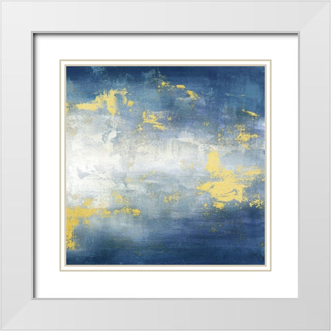 Sunrise Abstract Blue II White Modern Wood Framed Art Print with Double Matting by Tre Sorelle Studios