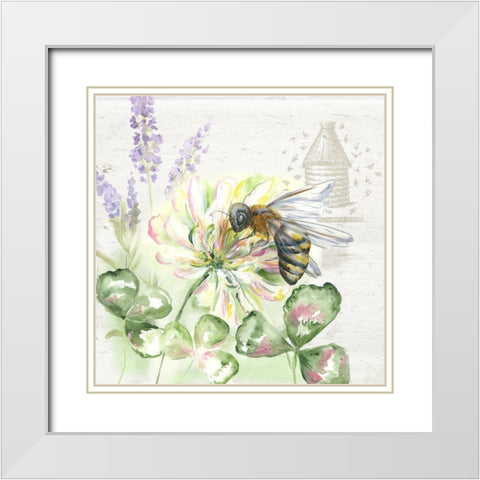 Honey Bee I White Modern Wood Framed Art Print with Double Matting by Tre Sorelle Studios
