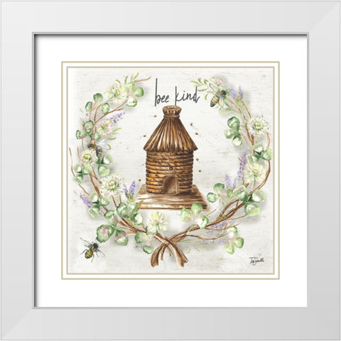 Honey Bee and Clover Wreath III White Modern Wood Framed Art Print with Double Matting by Tre Sorelle Studios