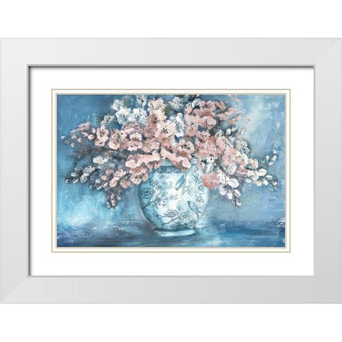 Cherry Blossoms in Chinoiserie Ginger Jar White Modern Wood Framed Art Print with Double Matting by Tre Sorelle Studios