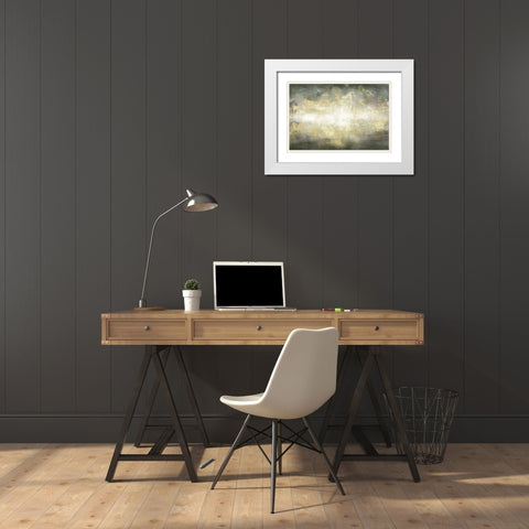 Sunrise Abstract Grey Neutral landscape White Modern Wood Framed Art Print with Double Matting by Tre Sorelle Studios