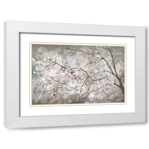 Magnolia Branches Neutral landscape White Modern Wood Framed Art Print with Double Matting by Tre Sorelle Studios