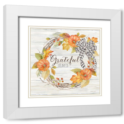 Pumpkin Patch Wreath II-Grateful White Modern Wood Framed Art Print with Double Matting by Coulter, Cynthia