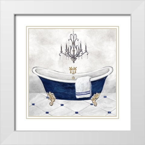 Navy Blue Bath II White Modern Wood Framed Art Print with Double Matting by Coulter, Cynthia